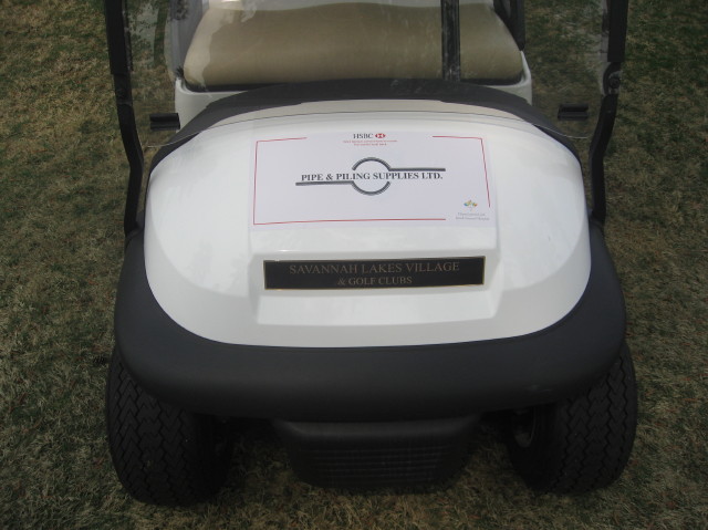 sponsor decal on golf cart